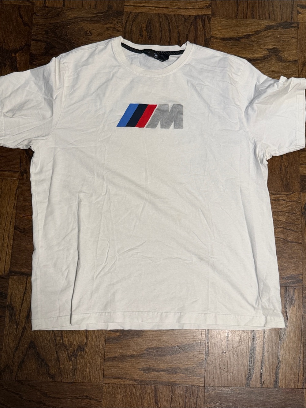 BMW M White T-Shirt with Blue, Red & Gray M Stripes